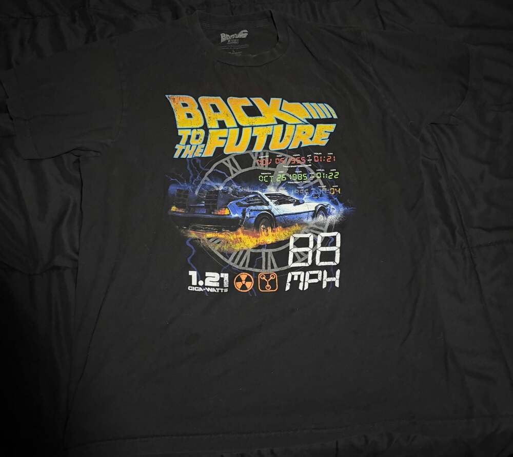 Back to the Future 88 MPH Vintage Poster Graphic T-Shirt Black Size L